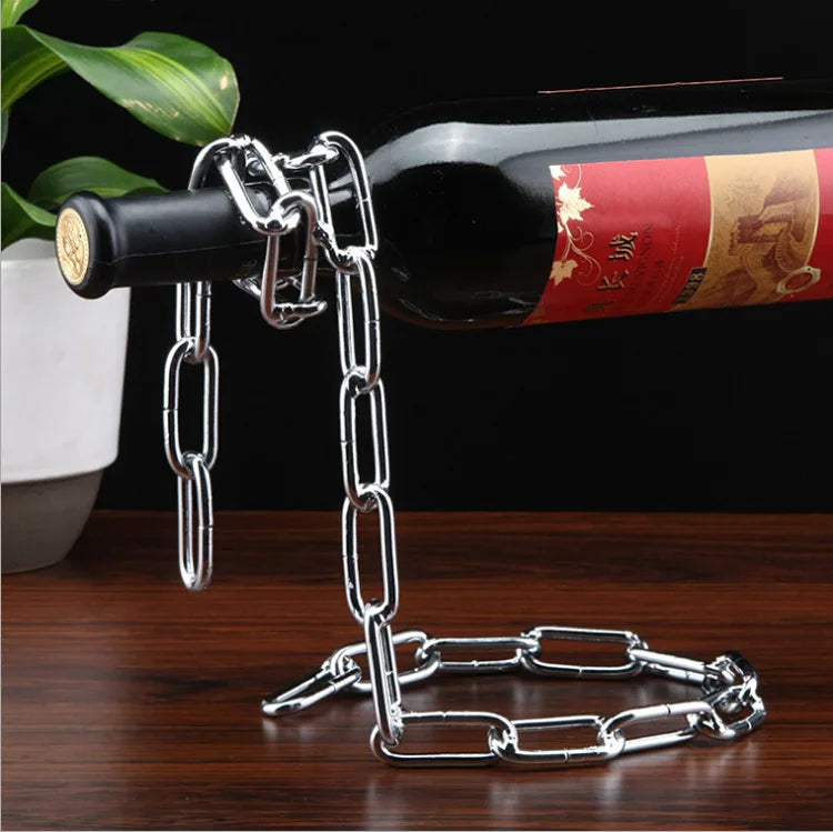 Porte-bouteille en chaîne métallique – Support à vin gravité magique