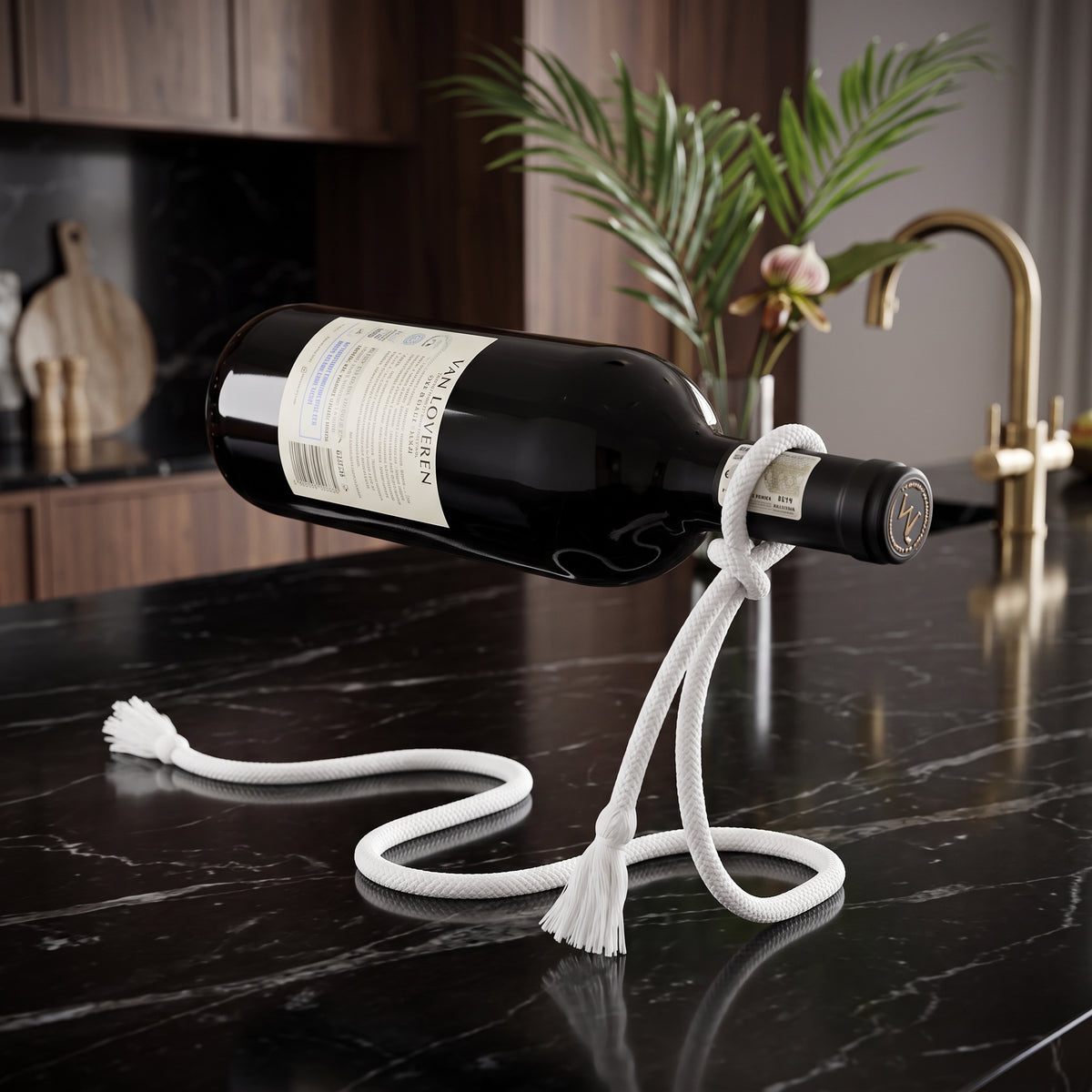 Porte-bouteille en corde suspendue – Support à vin gravité magique